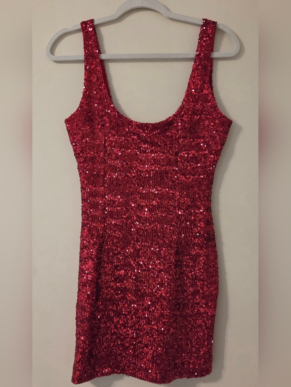 Red Sequins Mini Dress